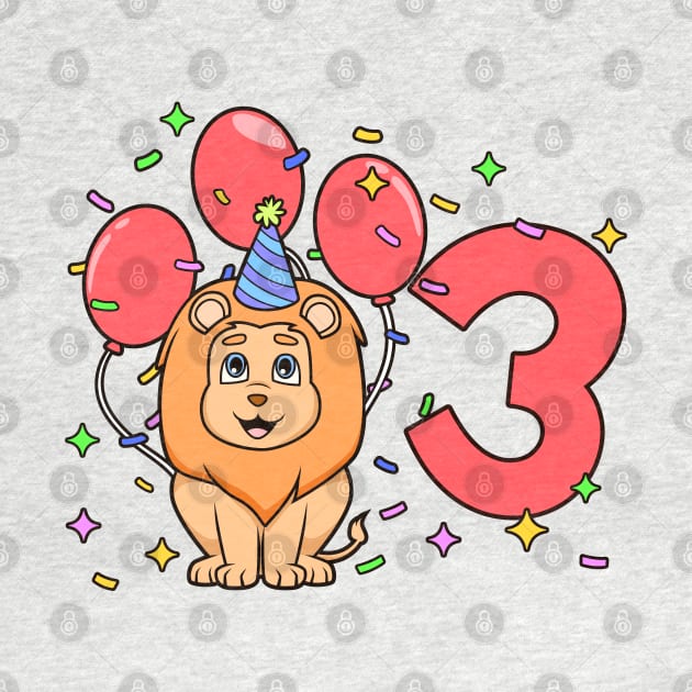 I am 3 with lion - kids birthday 3 years old by Modern Medieval Design